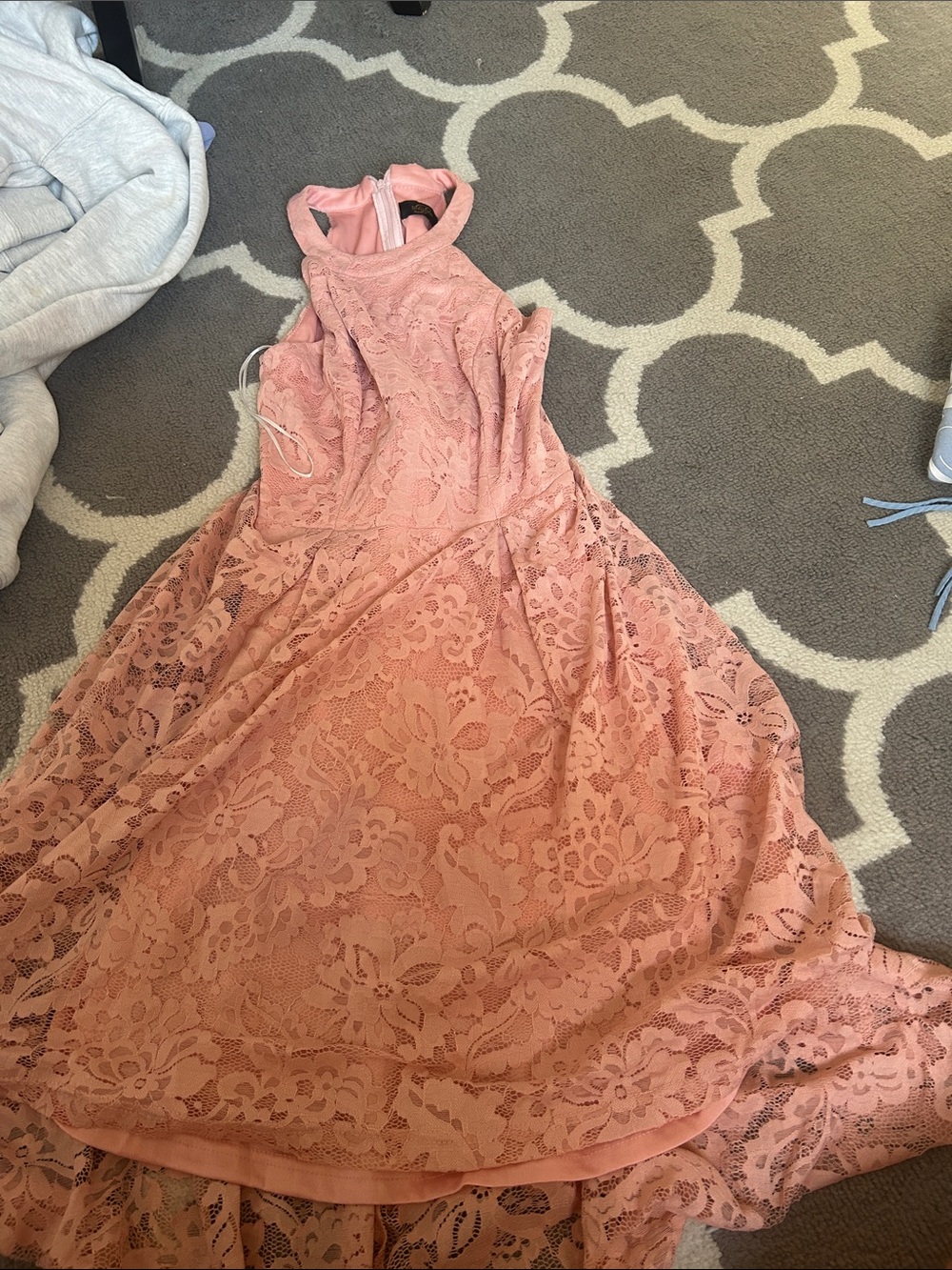 Amazon Sleeveless Pink Lace Maxi Dress